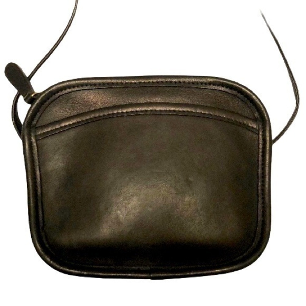 Coach vintage black leather mini crossbody bag